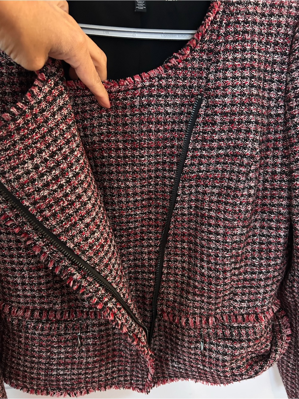 White House Black Market Tweed Fringe Jacket | Size 8 | - Picture 10 of 11